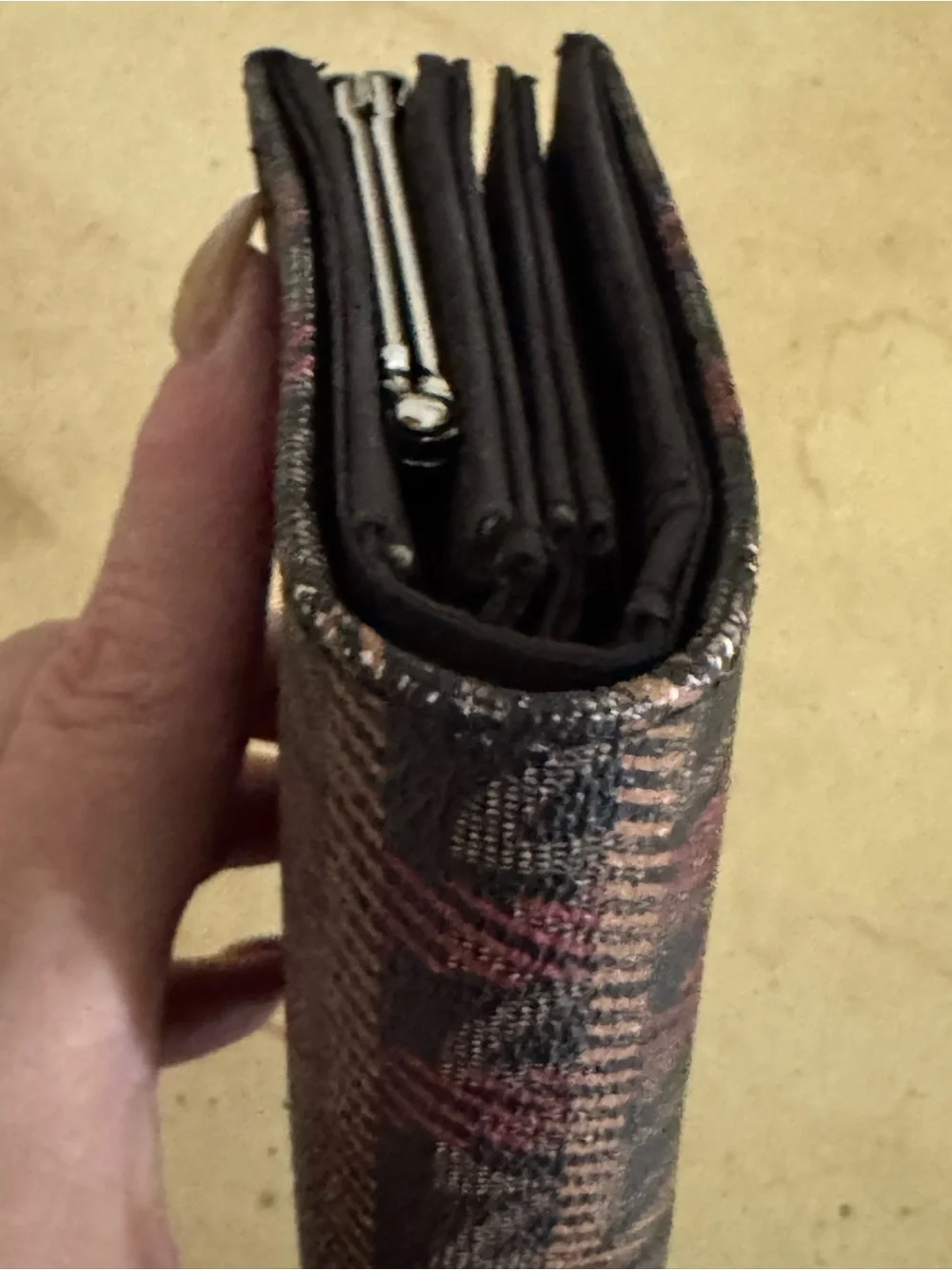 Giani Bernini Red and Black Plaid Kiss Lock Wallet